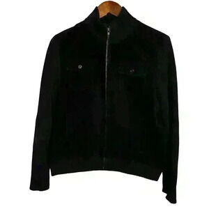 VNTG‎ Lauren Ralph Lauren Black Corduroy full zip jacket sweater sleeves …